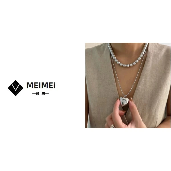 黄铜项链 XMM.《爱心串珠项链+珍珠锁骨链》气质轻奢时尚百搭小众