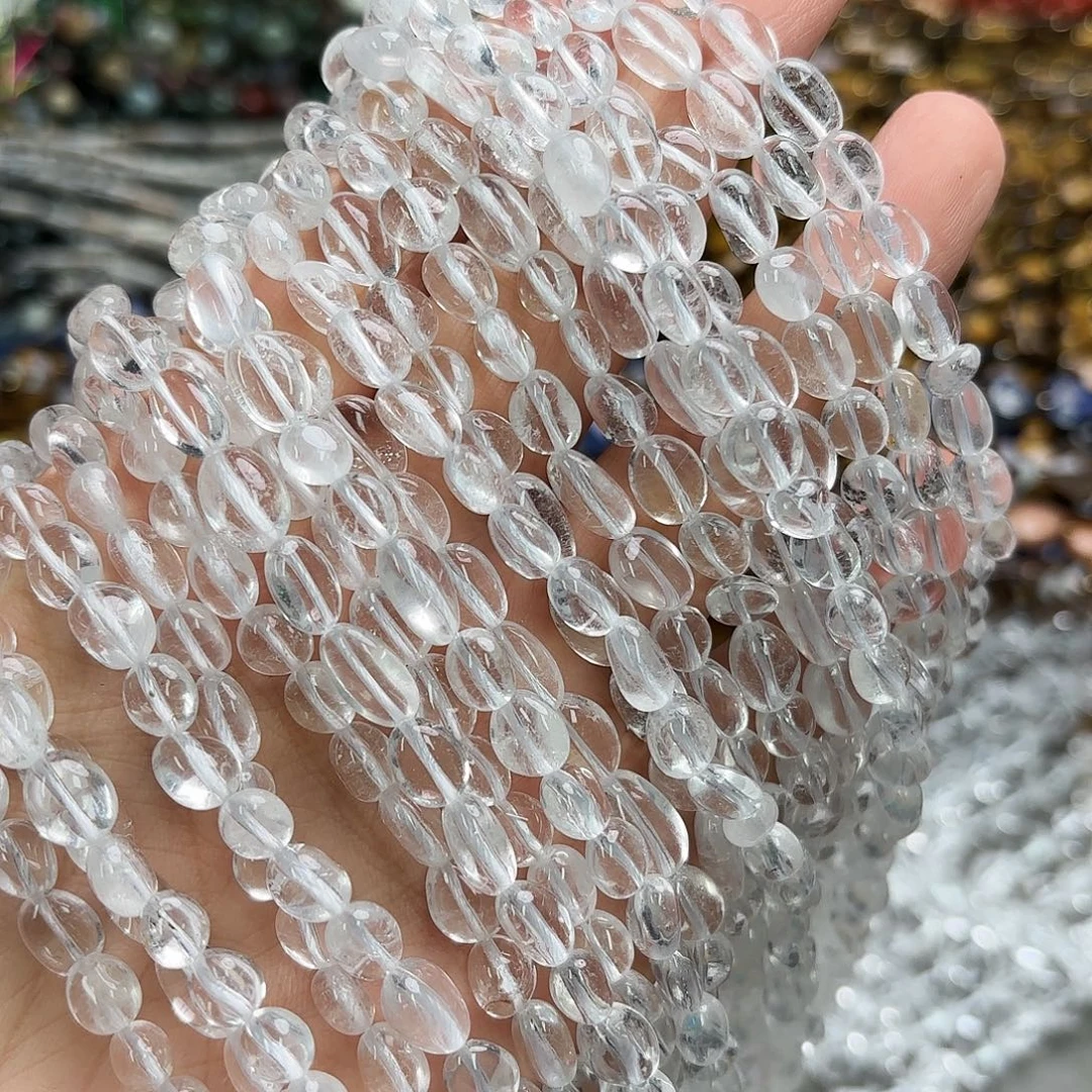玛瑙/玉髓未镶嵌珠宝半成品6×8白水晶随行一条