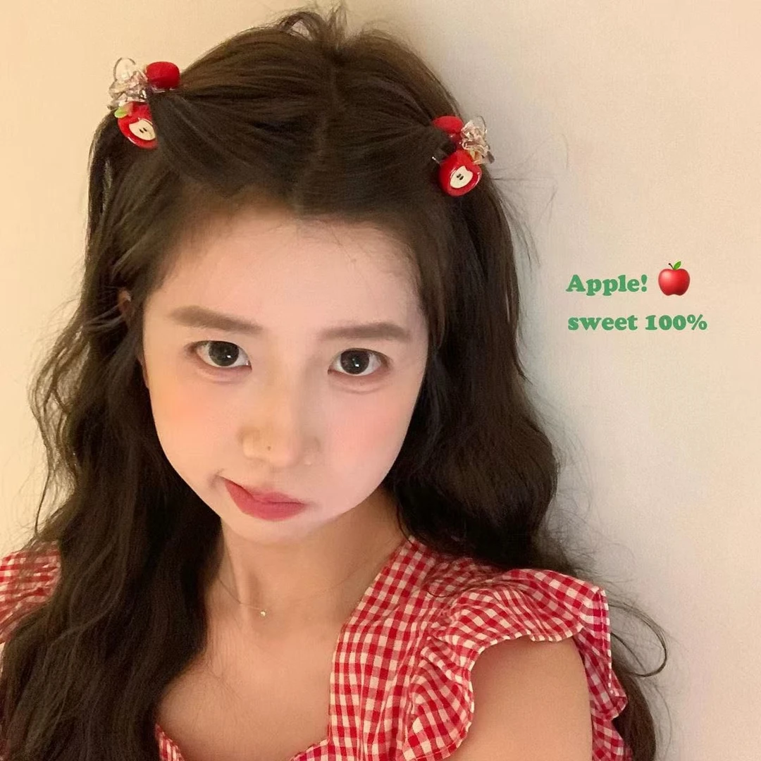 Hi Apple!可爱苹果小号抓夹刘海夹发抓前额碎发夹子边夹少女发饰