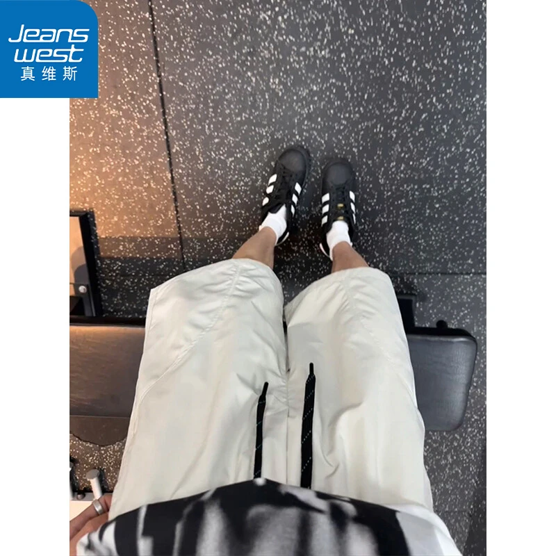 真维斯夏季时尚拼接斜切休闲短裤潮流vibe高街美式百搭男士五分裤