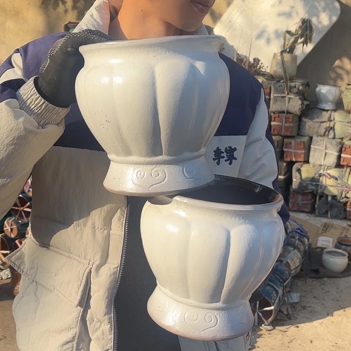 紫砂茶碗白南瓜两个口径19高度19