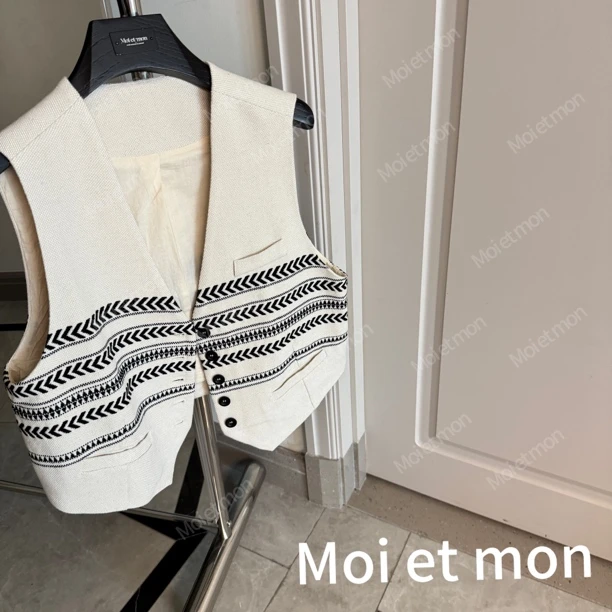 【Moi et mon】春季新款小众气质休闲百搭条纹马甲宽松时尚马甲