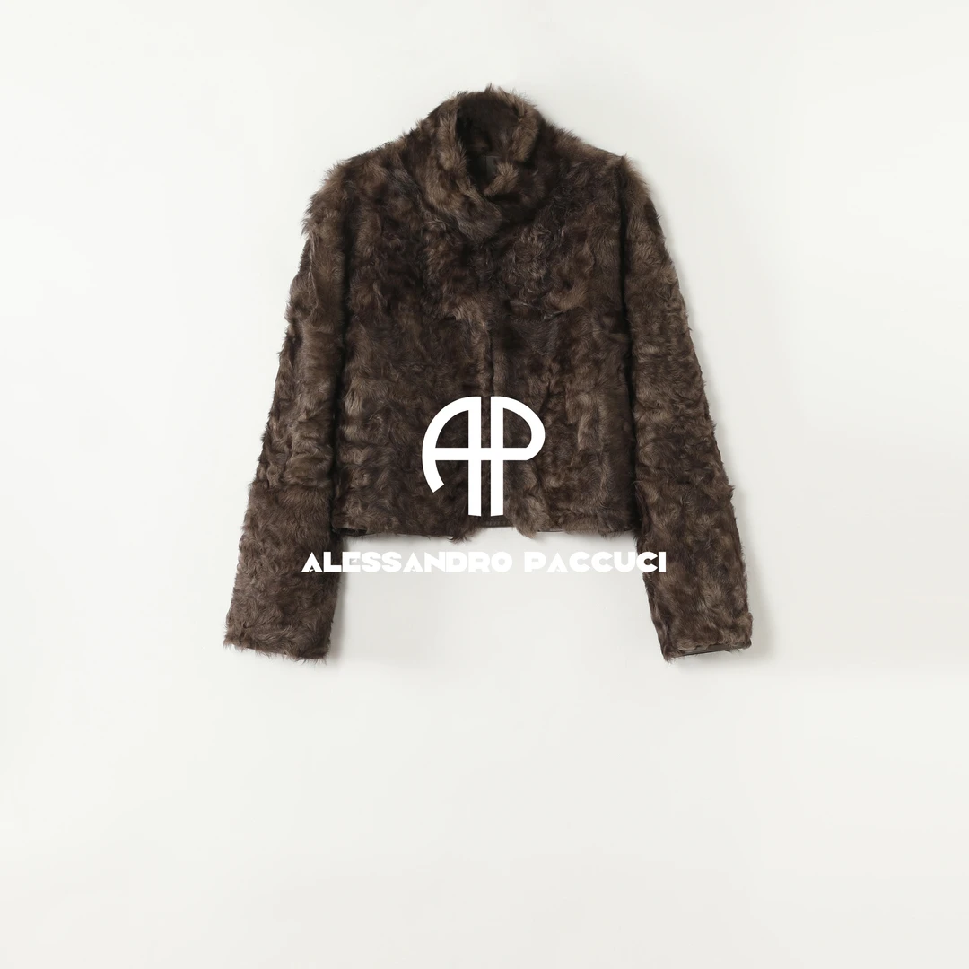 AP洛哥54050CM 黑标/小湖羊短款立领时尚保暖外套女装