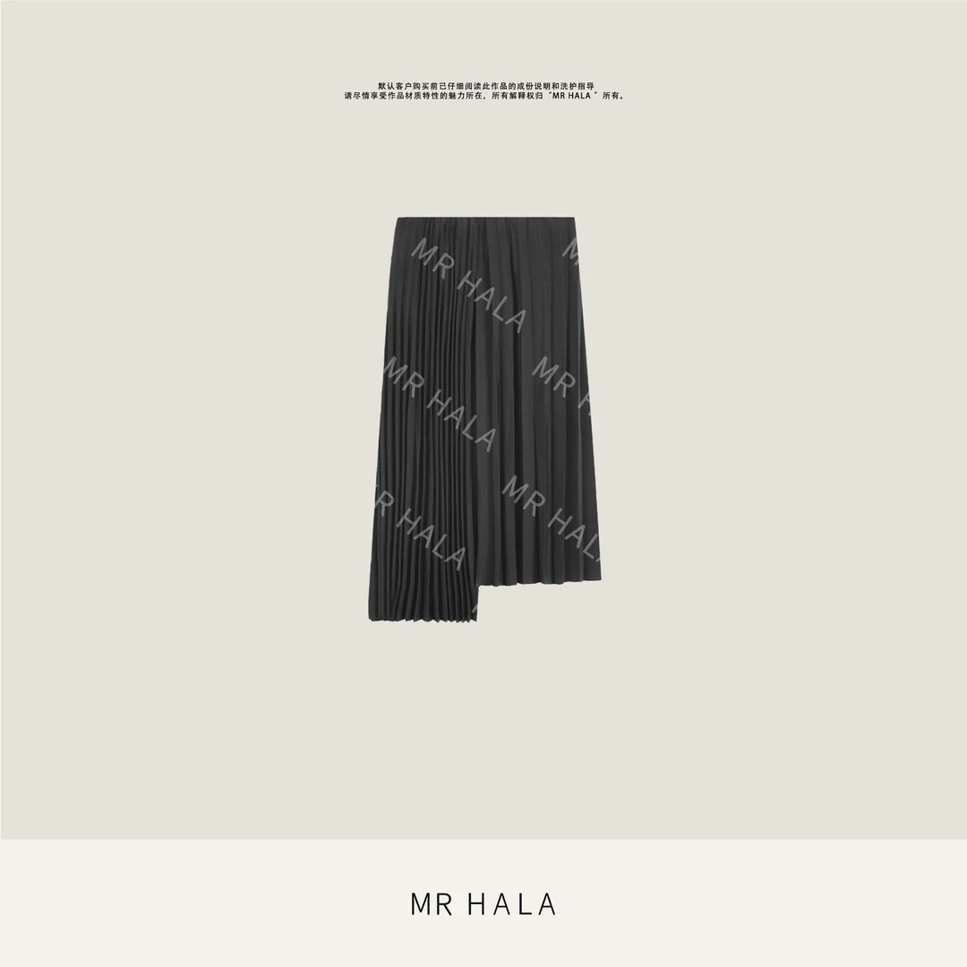 MRHALA 永观三醋酸解构手工百褶半裙女  LQ31241