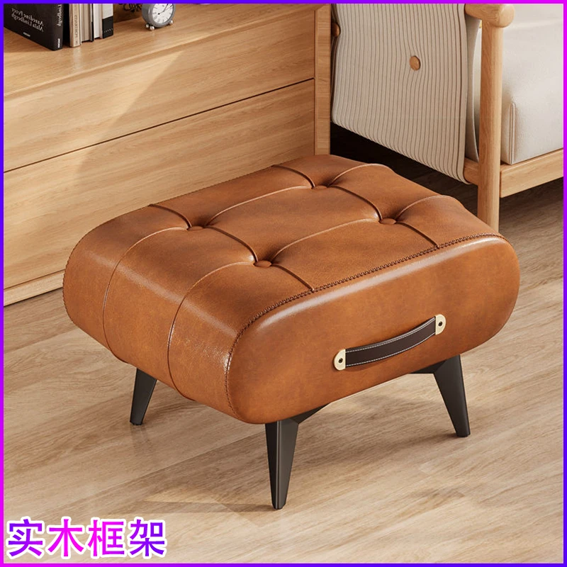 家用入户换鞋门口软包软座凳子客厅北欧简约沙发托脚凳轻奢矮凳子