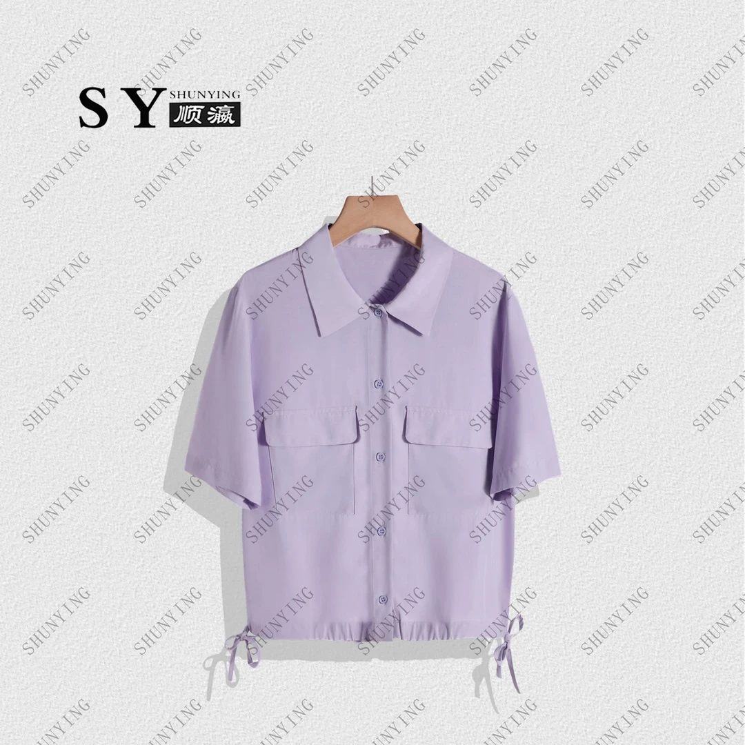 【顺瀛】新款工装风双口袋抽绳休闲短袖衬衫SY62CY2413