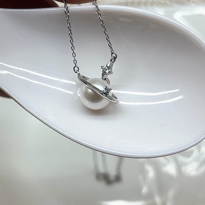 淡水珍珠银S925镶嵌颈饰