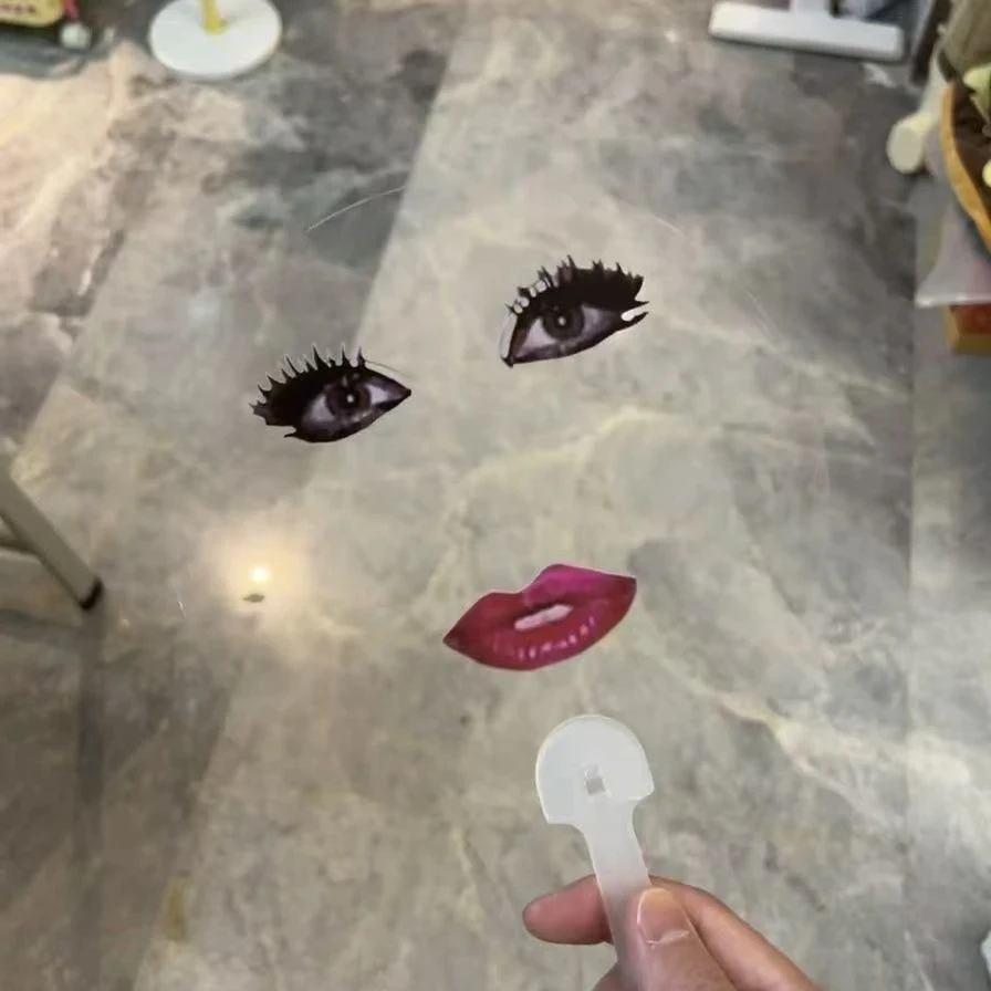 创意抽象烈焰红唇印花扇透明搞怪趣味扇子恶搞道具扇