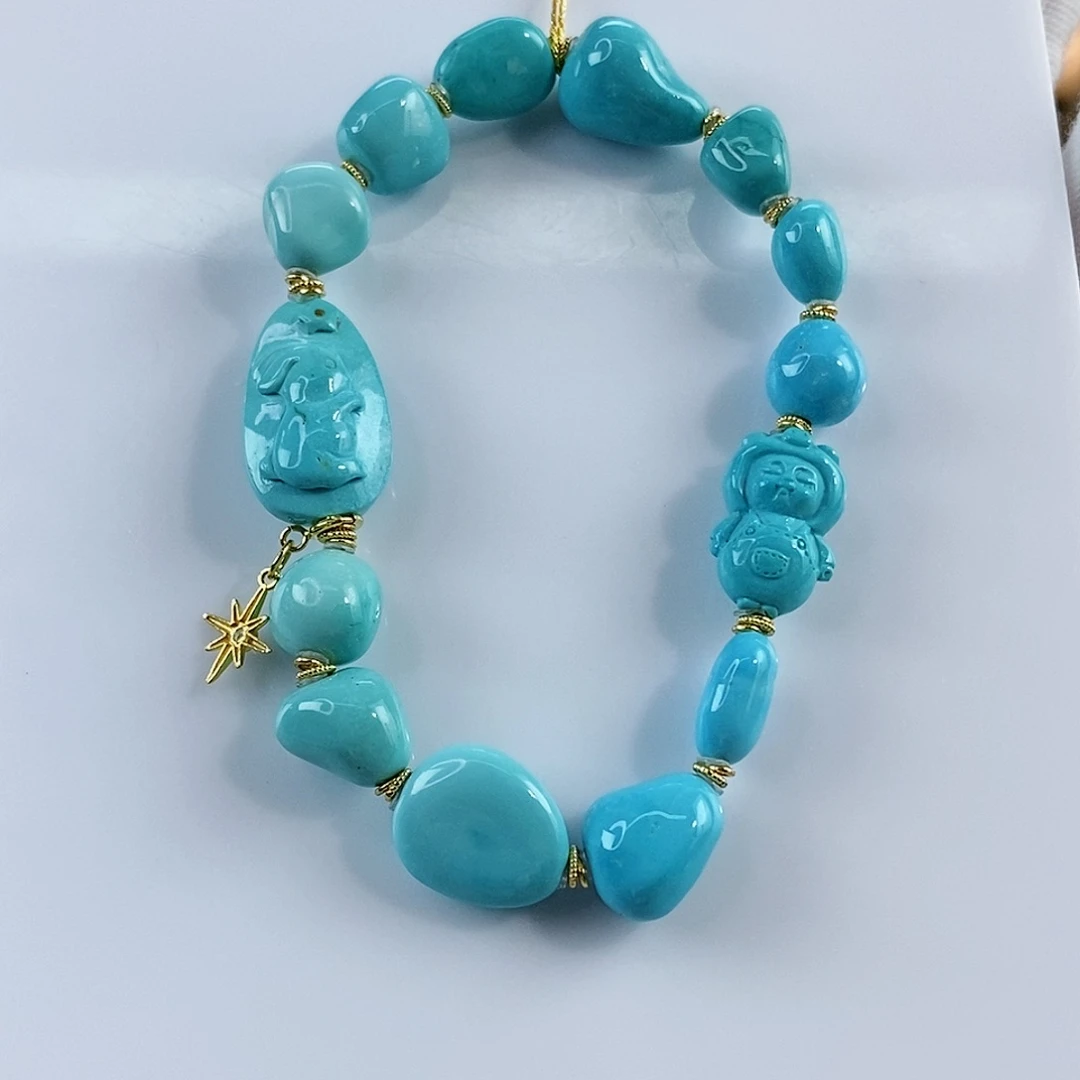 绿松石珠宝奇石18K金镶嵌