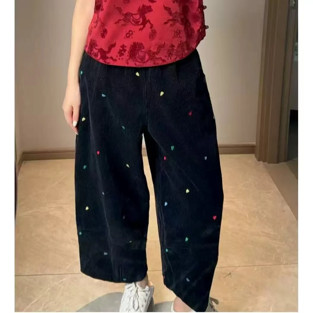 刺绣灯笼裤休闲裤网红纯色秋季宽松休闲