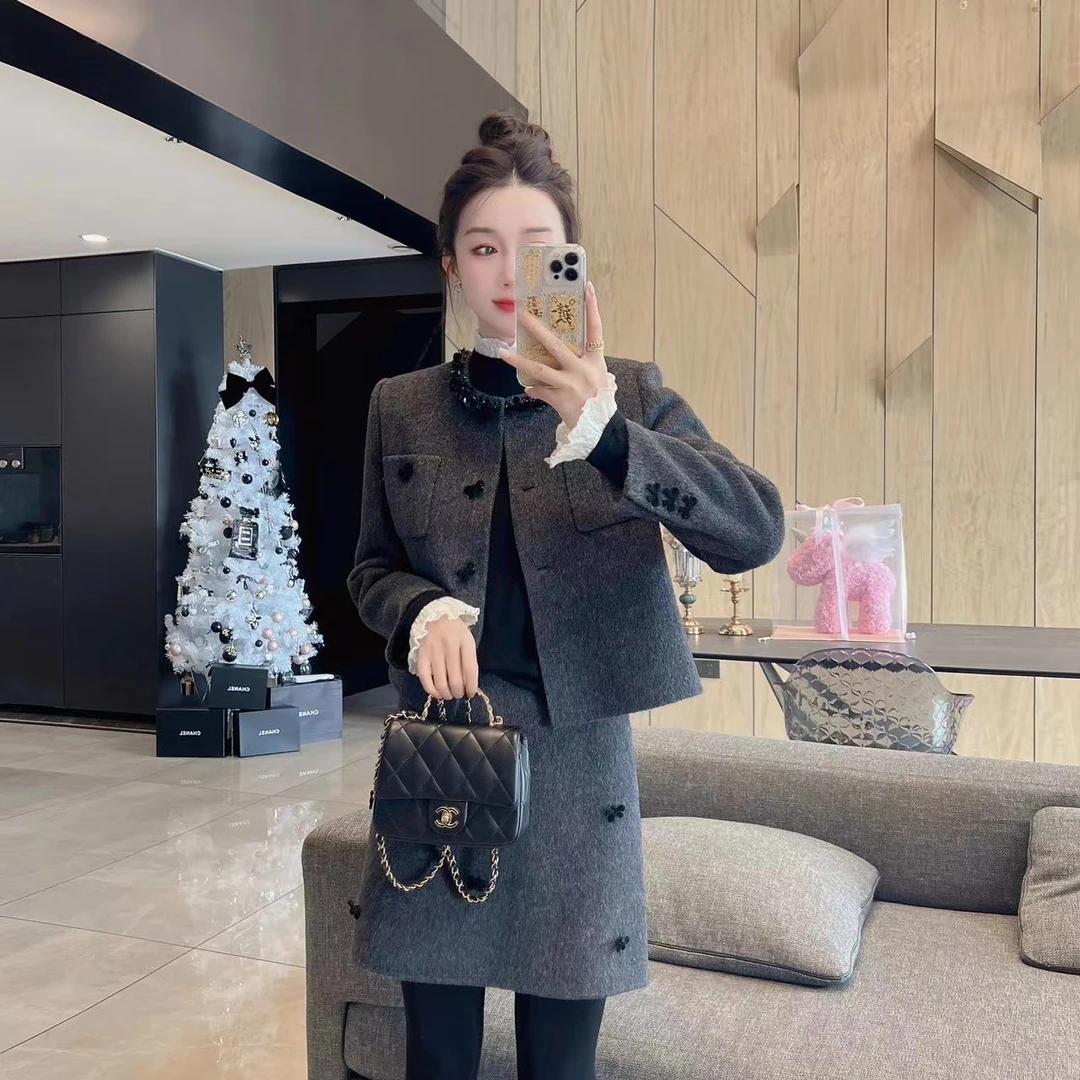 【大静静】“优雅格调”高级灰色小香风套装裙子1921