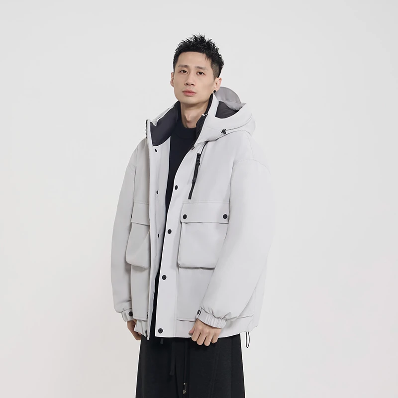 冬季新款白鸭绒保暖防风潮流百搭休闲男女同款冲锋衣羽绒服9677