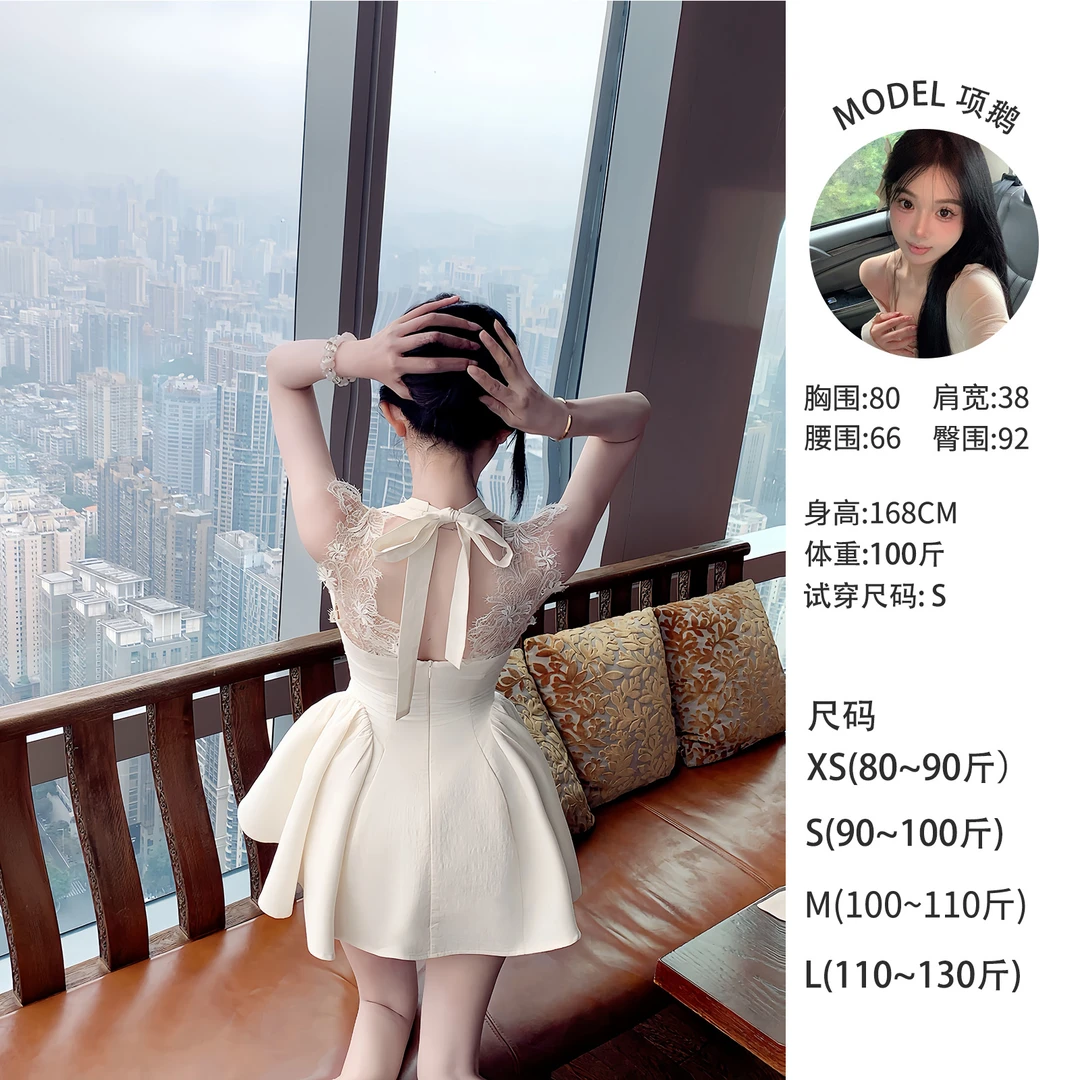 天鹅er 【娇软芭蕾】轻奢短款生日显瘦连衣裙E25Q1212