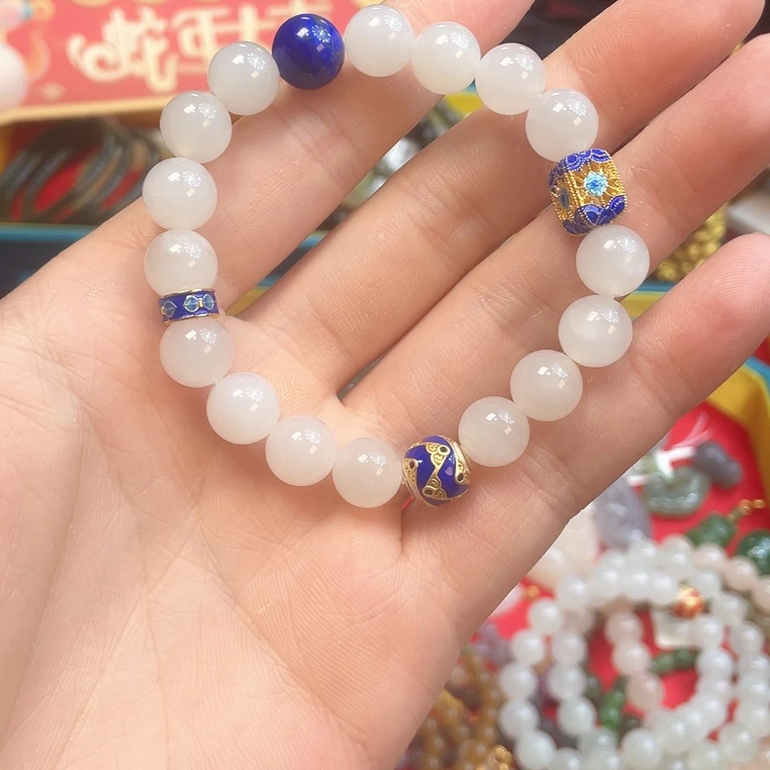 和田玉白玉手串DIY未镶嵌