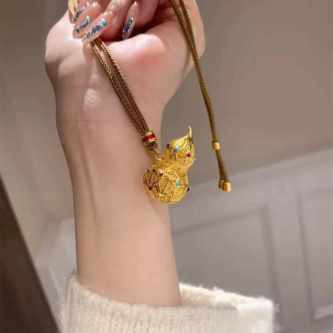 【清货专属链接】XL3404 花丝镂空葫芦编绳项链