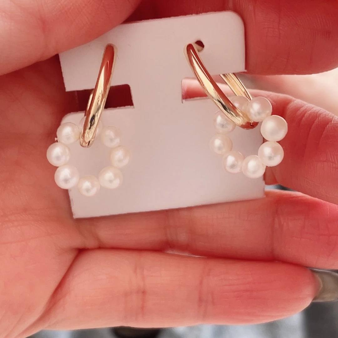 淡水珍珠耳饰合金两戴甜甜圈