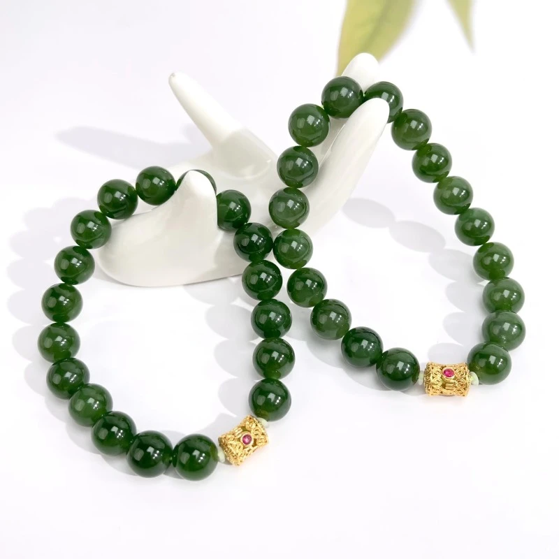 石惑珠宝/碧玉圆珠约10mm手串-多样性发一