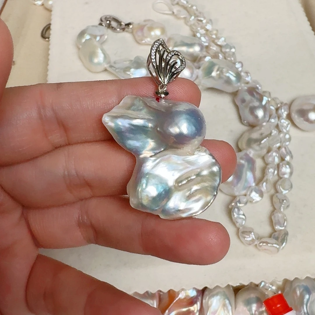 淡水珍珠银S925镶嵌颈饰阿*儿