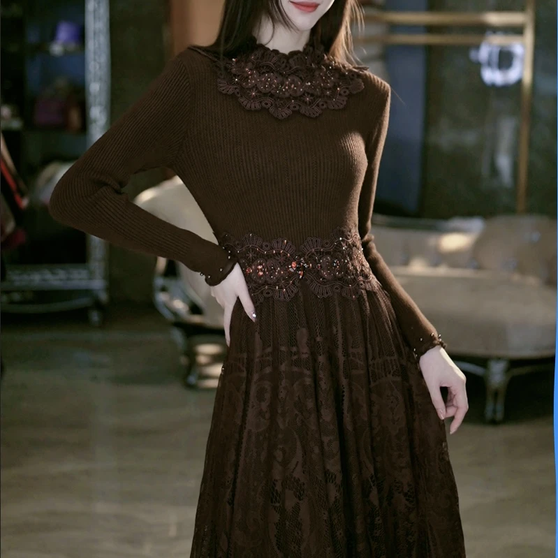 SEJI/瑟纪11.19【静奢晚宴】法式重工气质时尚针织修身连衣裙