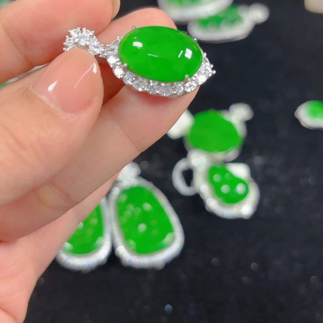 翡翠银S925镶嵌吊坠(不含链)