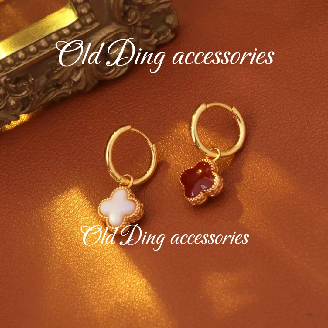 铜合金耳饰 8449♠银针耳钉 镀K金【双面幸运】轻奢气质百搭