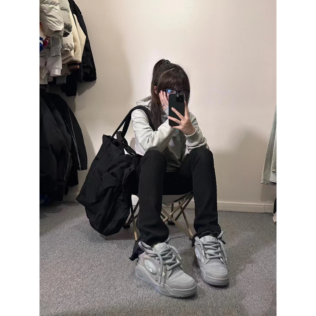 【麂皮灰】百搭面包鞋情侣鞋潮流厚底女鞋低帮男鞋小白鞋时尚潮鞋