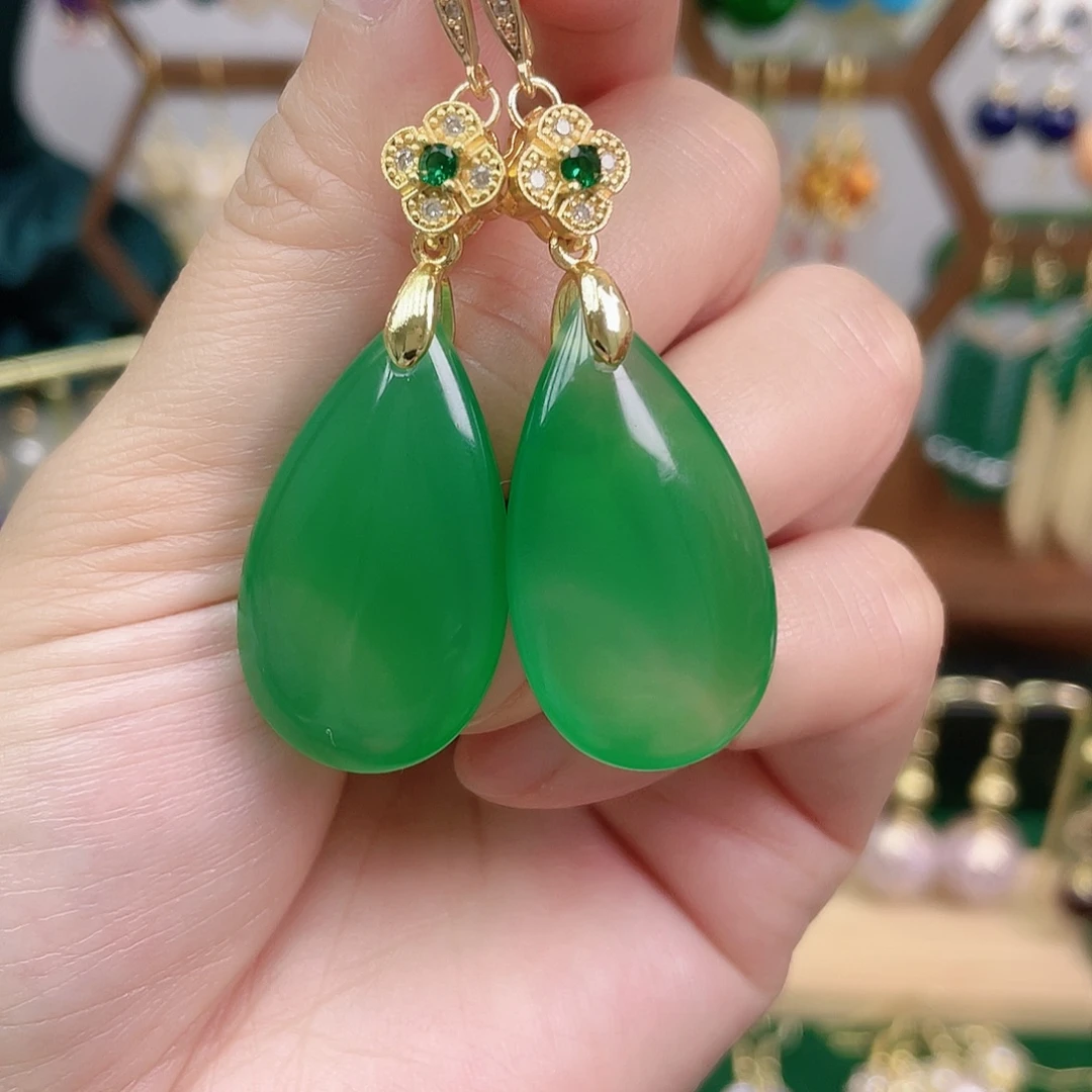 玛瑙/玉髓合金耳饰