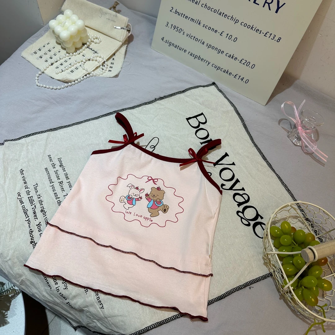 （粉拼红）夏季洋气吊带