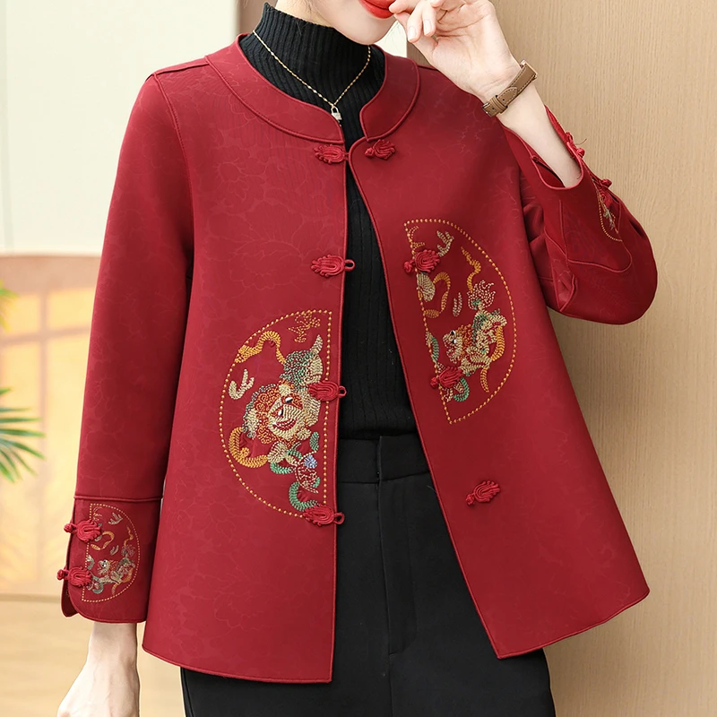 俞兆林妈妈春装外套端庄唐装喜婆婆婚宴礼服中老年人母亲春秋上衣
