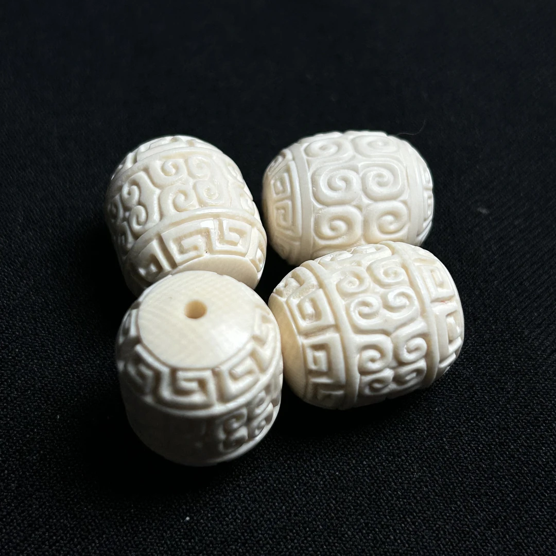 P221 只做天然猛犸象牙 回文桶珠 约直径17+*对孔21+mm