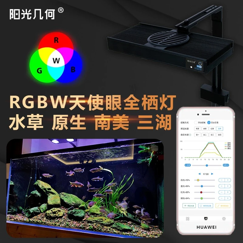 阳光几何天使眼原生溪流爆藻出苔筒灯水草鱼缸灯南美三湖造景