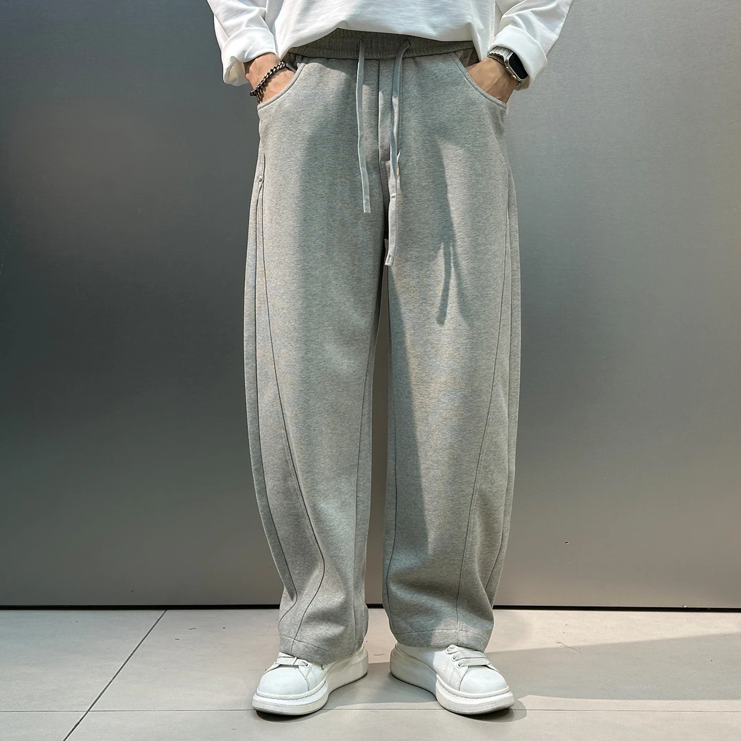 【早秋上新】2025秋季新款针织休闲长裤男宽松直筒抽绳设计阔腿裤