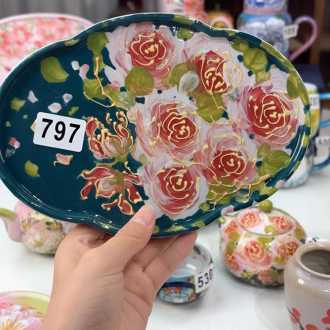 景德镇手绘高温釉下彩陶瓷茶具