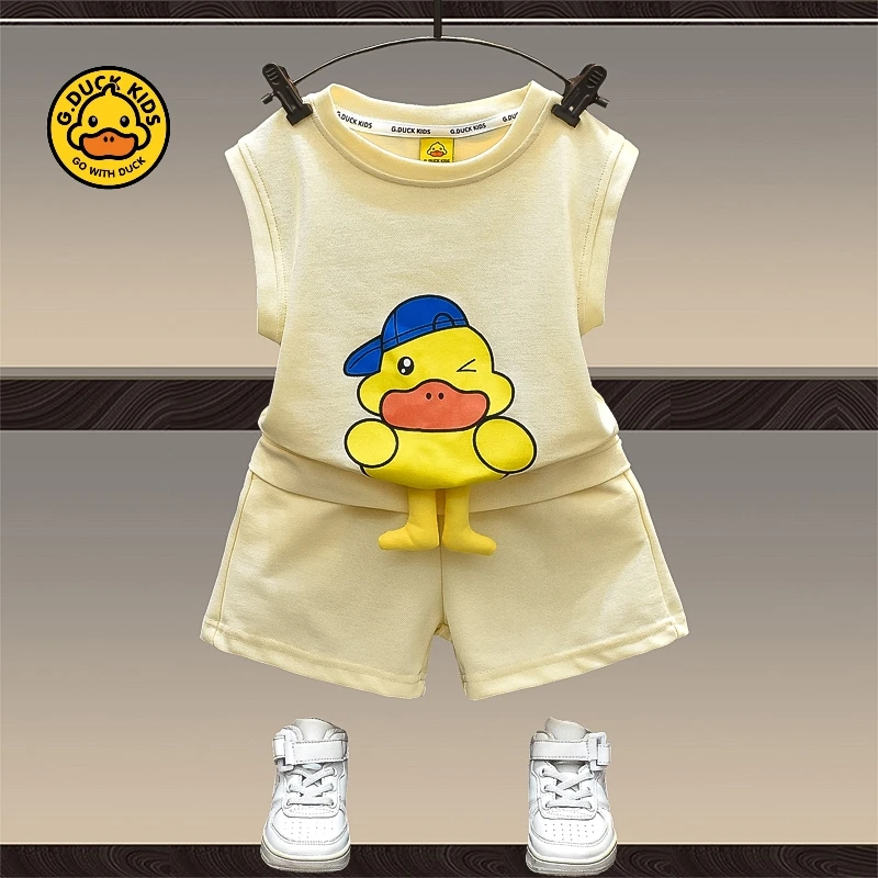 【小黄鸭专柜】儿童背心套装2025新款中小童洋气两件套夏季薄款