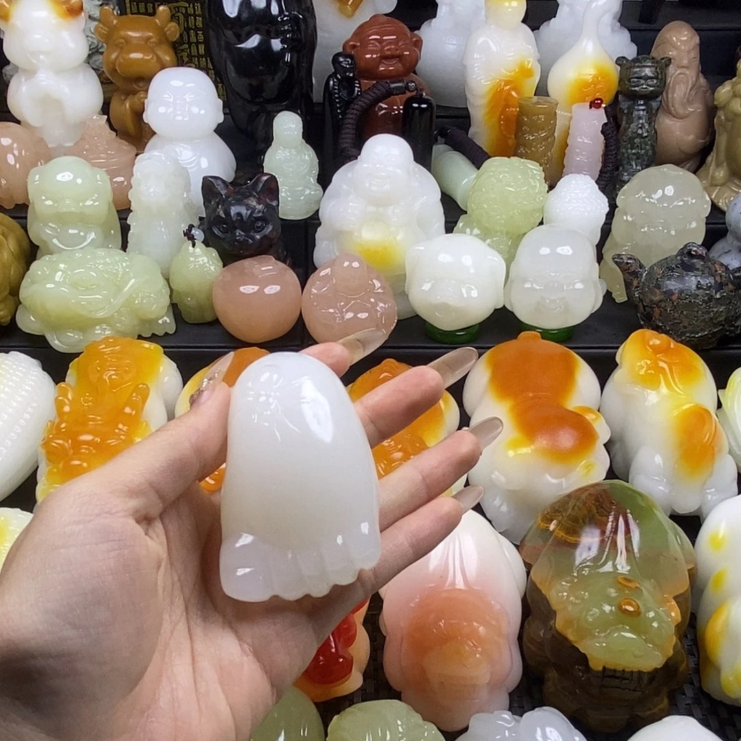 无花朵原石雕刻把件