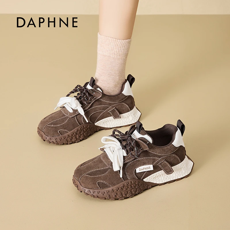 Daphne/达芙妮2025秋季新款德训鞋厚底休闲女鞋时尚百搭运动鞋