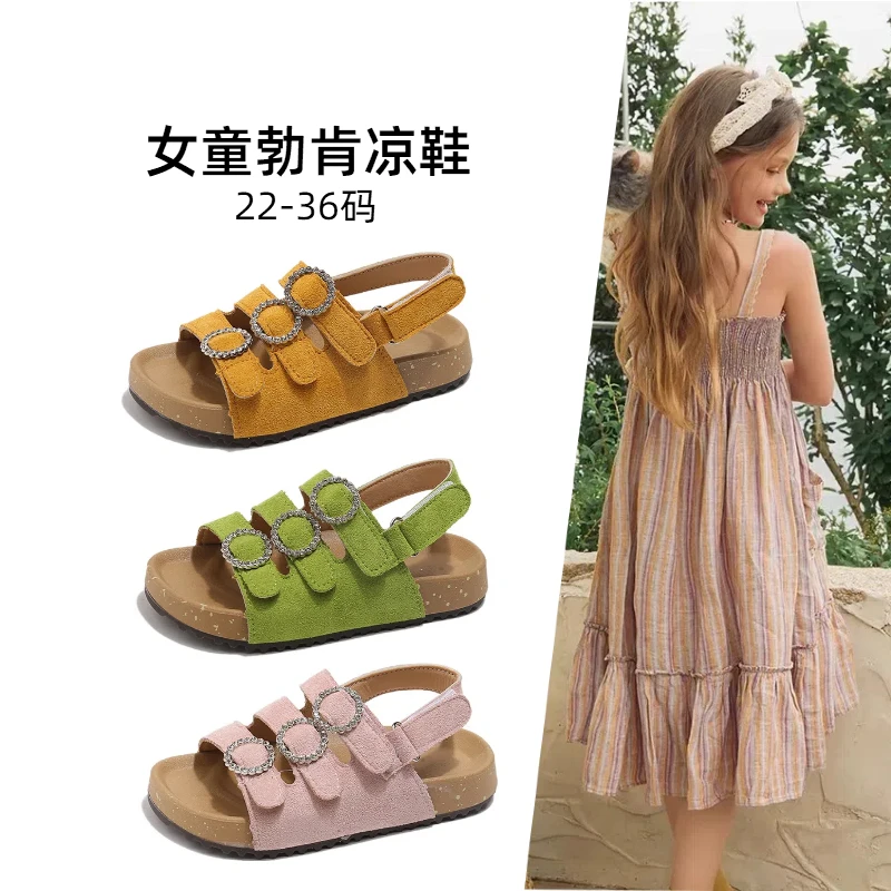 ABC女童露趾凉鞋2025夏季新款女童勃肯凉鞋女童舒适宝宝沙滩鞋潮