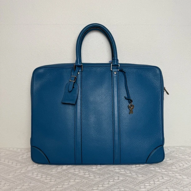 95新 LouisVuitton/路易威登 4229/男士时尚蓝色荔枝纹全皮公文包