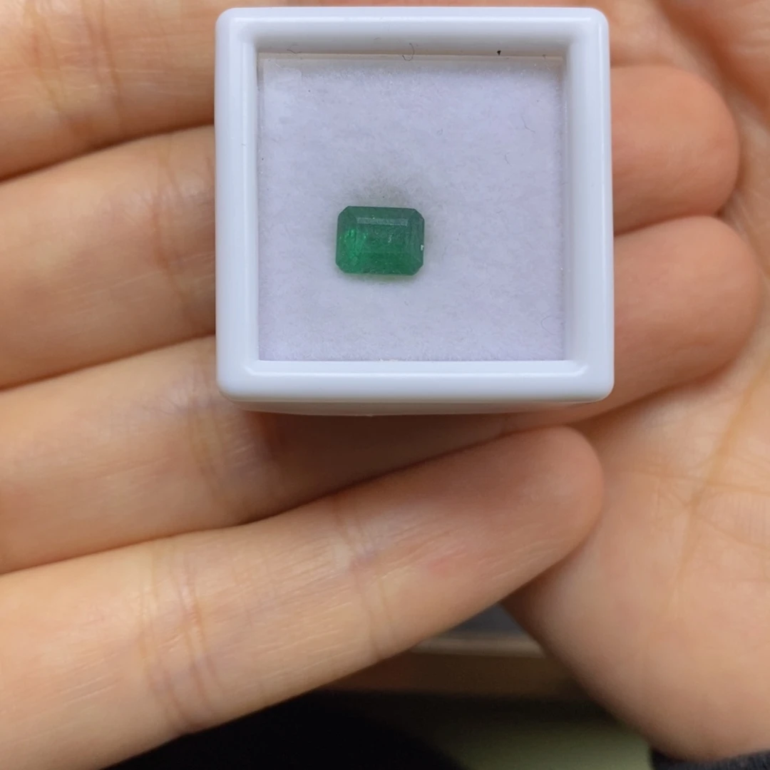 祖母绿珠宝奇石银S925镶嵌5×6.5方