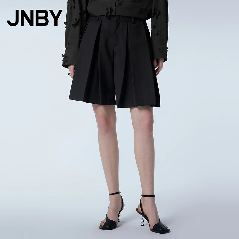 JNBY/江南布衣女装短裤五分裤女简约休闲百褶羊毛5O3E13660