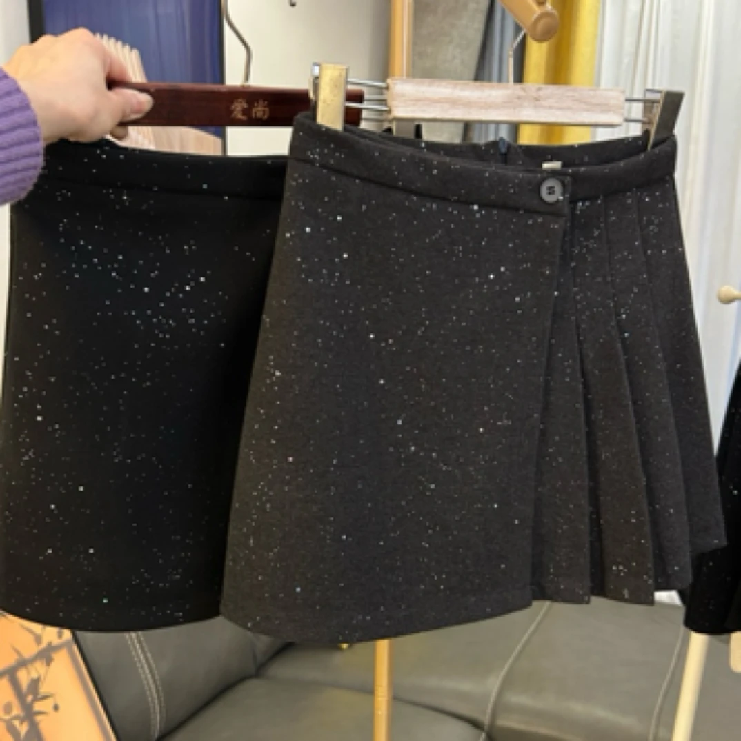 【新年璀璨繁星】高腰百褶短裙显瘦半身裙韩系高级感精致闪闪A字裙