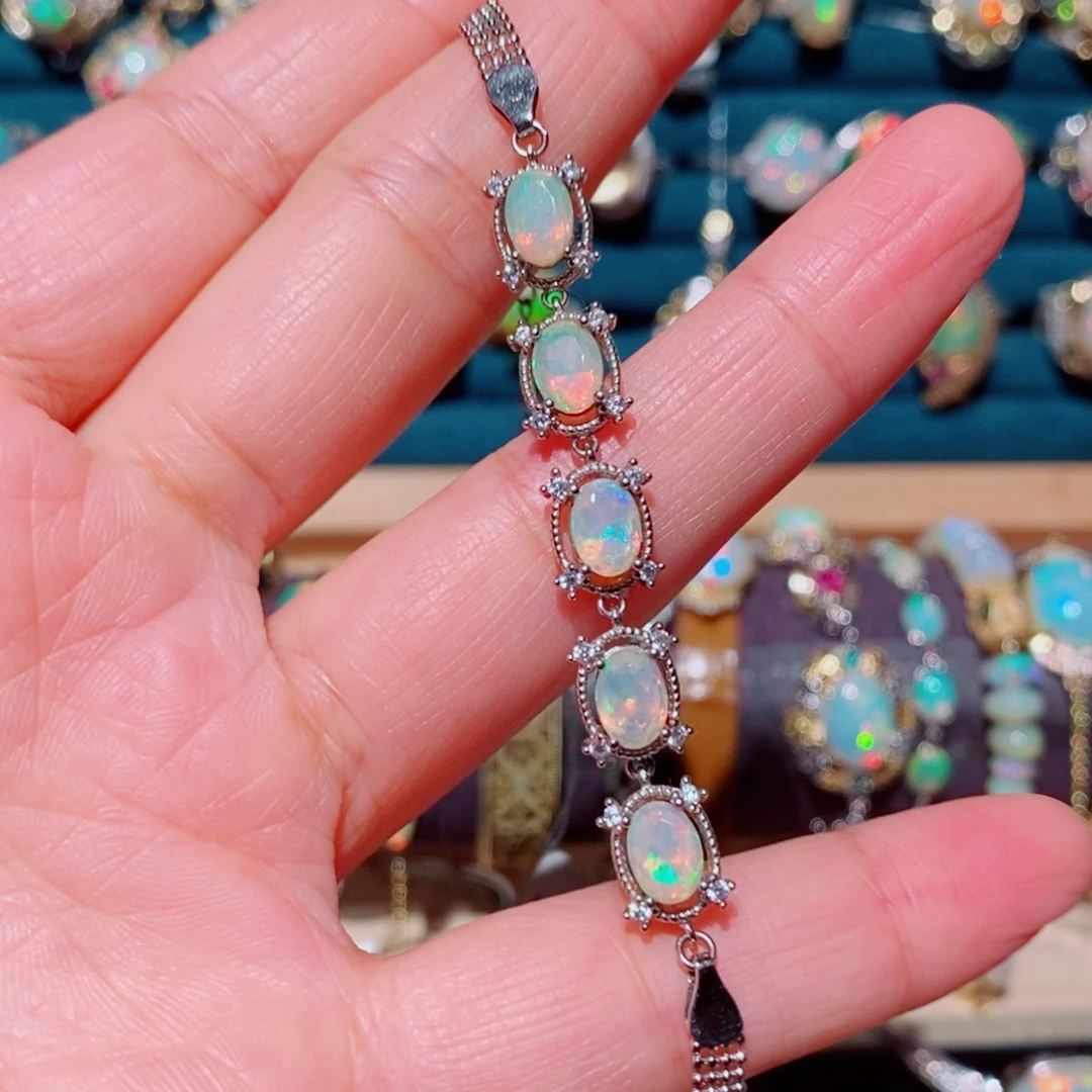 银S925镶嵌欧泊手链