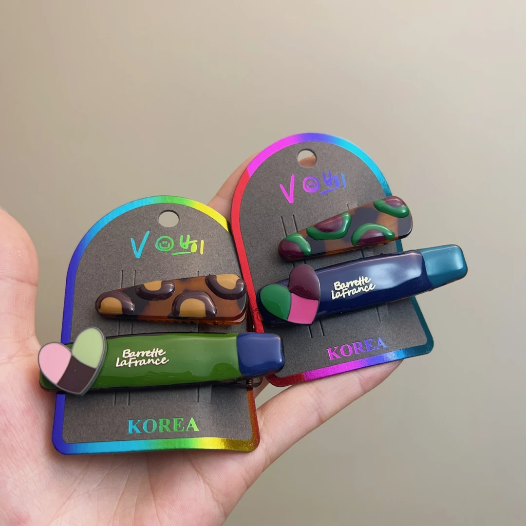 韩国东大门滴油爱心发夹鸭嘴夹设计感侧边夹女前额刘海碎发夹