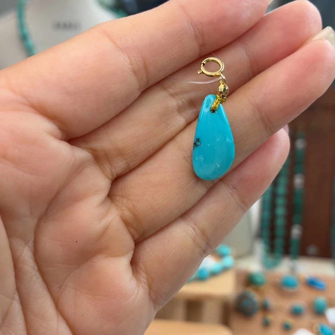 绿松石银S925镀金镶嵌颈饰