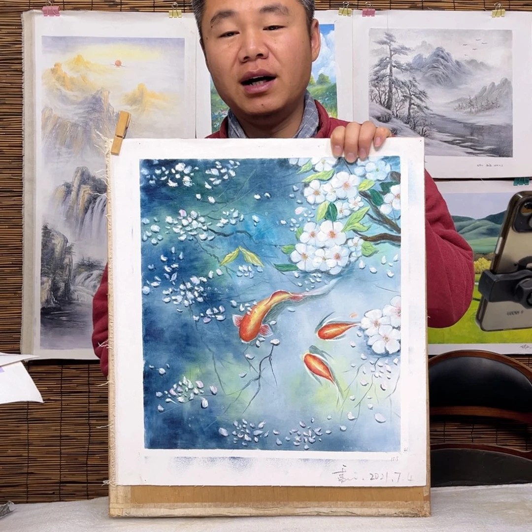 油画行路人小院绘画作品竞拍