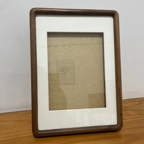 北美黑胡桃A4.12寸.10寸.8寸中空框内贴麻布装饰相框摆台