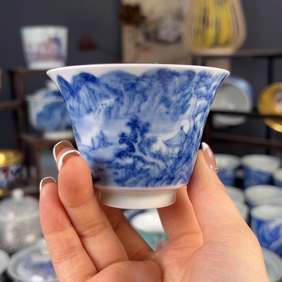 摆件景德镇陶瓷茶杯多人