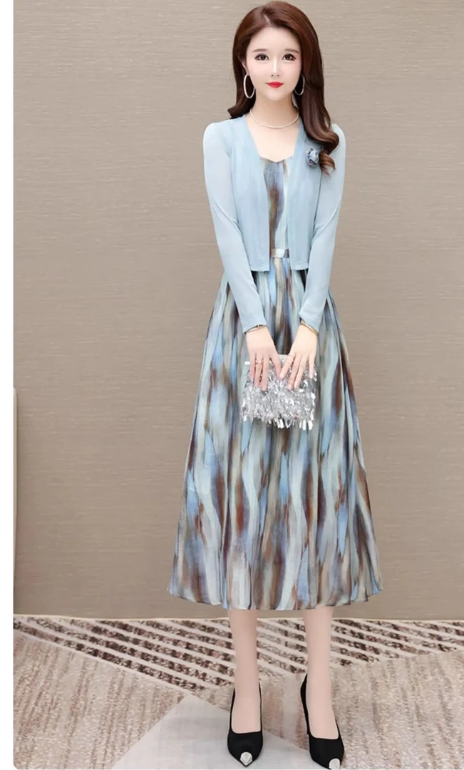 1646 欧诺风时尚简约洋气连衣裙两件套套裙LY