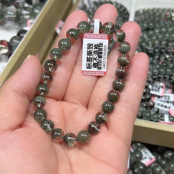 早***干手串水晶未镶嵌绿幽灵手串