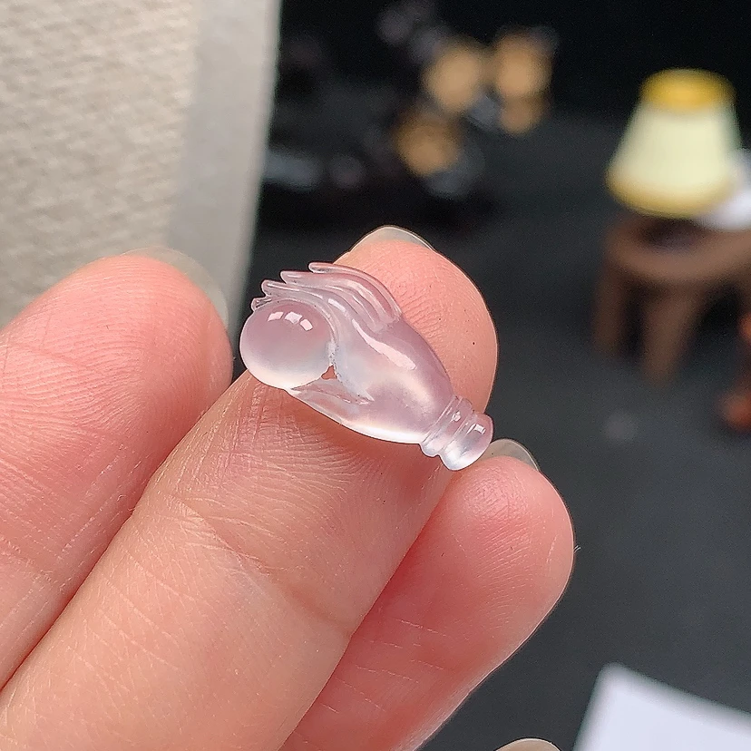 缅甸天然翡翠A货高冰佛手掌上明珠裸石15.3*8.9*4.2mm